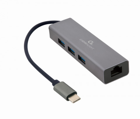 GEMBIRD ADAPTER USB-C -> LAN RJ-45 HUB 3X USB 3.1 - Galeria zdjęcie 1