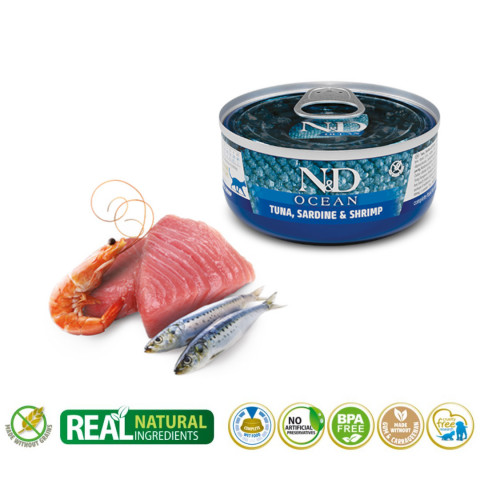 FARMINA N&D Cat Ocean Tuna, Sardine&Shrimps - mokra karma dla kota - 70 g - Galeria zdjęcie 2
