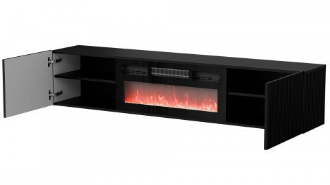 Szafka RTV ROTA 183x35x37 czarny mat + czarny kominek - Galeria zdjęcie 2