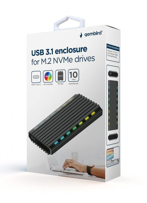 GEMBIRD OBUDOWA USB 3.1 NA DYSK M.2 NVME, ALUMINIU - Galeria zdjęcie 4