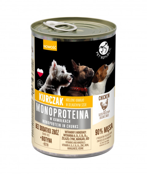 PET REPUBLIC Monoproteina Kurczak - mokra karma dla psa - 400 g - Galeria zdjęcie 1