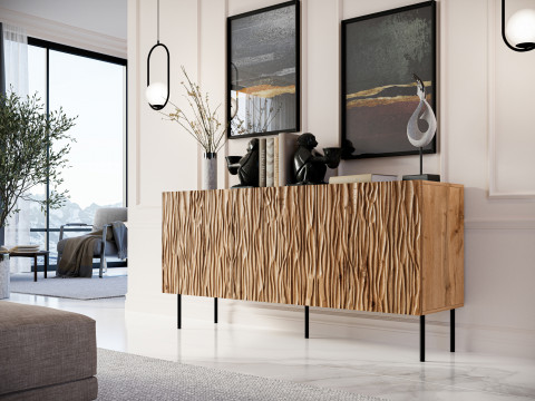 Komoda JUNGLE 152x40,5x74,5 dąb wotan + czarne nóżki - Galeria zdjęcie 3