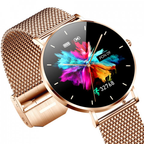 Smartwatch zegarek damski Manta Alexa złoty + różowy pasek - Galeria zdjęcie 3