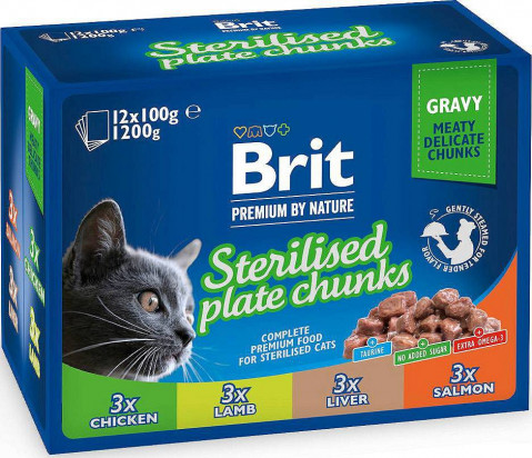 BRIT Premium Cat Sterilised Plate - mokra karma dla kota - 12x100 g - Galeria zdjęcie 1