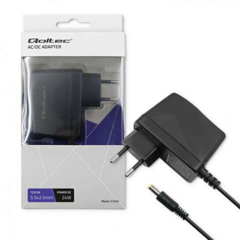 QOLTEC ZASILACZ WTYCZKOWY 24W | 12V | 2A | 5.5*2.5 - Galeria zdjęcie 1