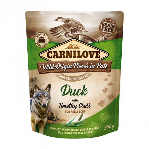 CARNILOVE Dog Pouch Duck & timothy grass - mokra karma dla psa - 300g - Galeria zdjęcie 1