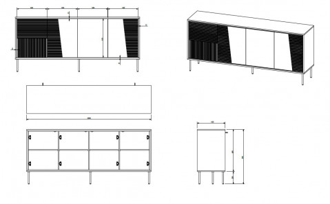 Komoda 4D ABI 200x45x88 kaszmir mat - Galeria zdjęcie 4