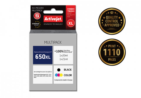 Activejet AH-M650RX Tusz do drukarki HP, Zamiennik HP 650 CZ101AE/CZ102AE; Premium; 1 x 20 ml, 1 x 21 ml; 1110 stron, czarny, kolor. Drukuje więcej o 100%. - Galeria zdjęcie 2
