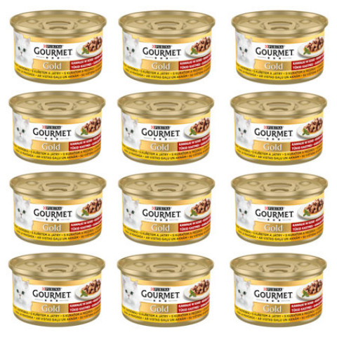 GOURMET GOLD Kurczak i wątróbka w sosie - mokra karma dla kota - 12x85 g - Galeria zdjęcie 1