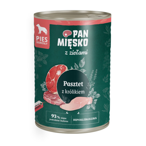 PAN MIĘSKO z ziołami Pasztet z królikiem - mokra karma dla psa - 400g - Galeria zdjęcie 1