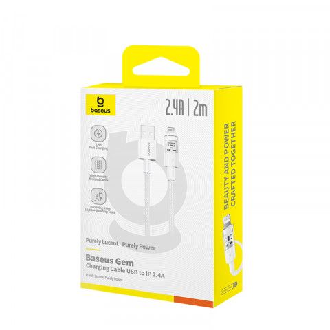 Kabel Baseus Gem 2.4A 2m (biały) - Galeria zdjęcie 6