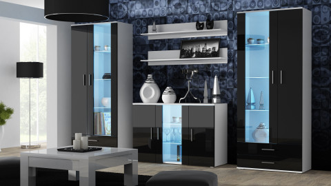 Komoda 120cm SOHO S7 biały/ czarny połysk - Galeria zdjęcie 2
