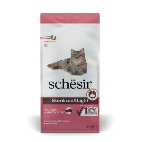 SCHESIR Adult Sterilized & Light z szynką - sucha karma dla kota - 10kg - Galeria zdjęcie 1