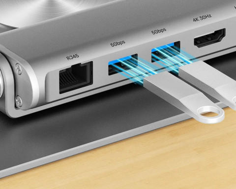 UNITEK PODSTAW. POD LAPTOP +HUB USB-C,HDMI,PD 100W - Galeria zdjęcie 5
