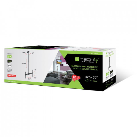 TECHLY UCHWYT SUFITOWY TV LED/LCD 37-70 CALI 50KG - Galeria zdjęcie 2