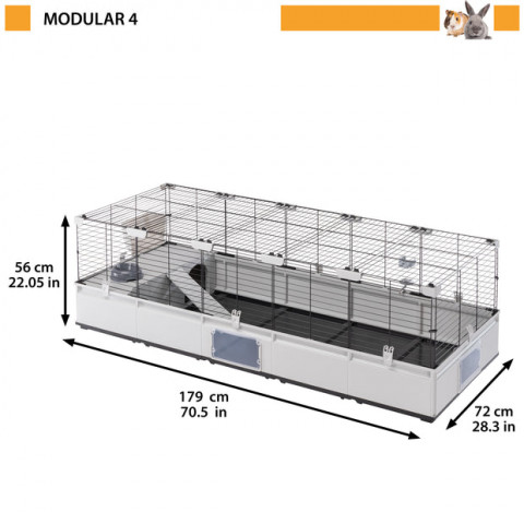 FERPLAST Modular 4 - klatka dla królika i świnki morskiej - 179 x 72 x 56cm - Galeria zdjęcie 3