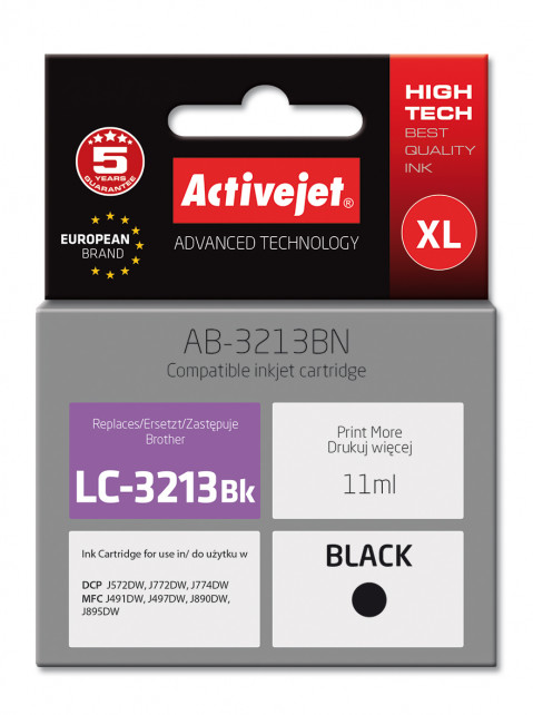 Activejet AB-3213BN Tusz do drukarki Brother, Zamiennik Brother LC3213BK; Supreme; 11 ml; czarny. - Galeria zdjęcie 1