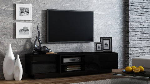 Szafka RTV SIGMA1 180 czarny/czarny połysk - Galeria zdjęcie 1