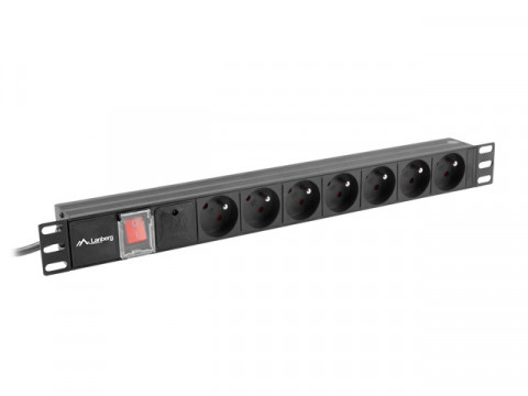 Lanberg listwa zas. rack pdu (1u,16a,7x 230v,2m) pdu-07e-0200-bk - Galeria zdjęcie 1