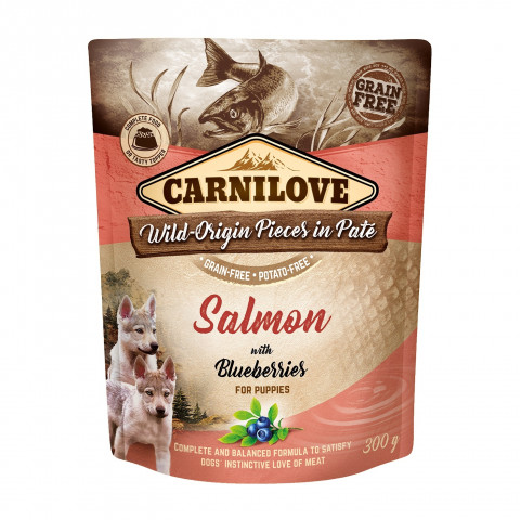 CARNILOVE Dog Pouch Salmon & blueberries Puppies - mokra karma dla psa - 300g - Galeria zdjęcie 1