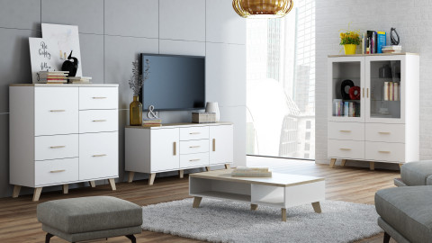 Komoda LOTTA 150 2D3S biały+ dąb sonoma - Galeria zdjęcie 4