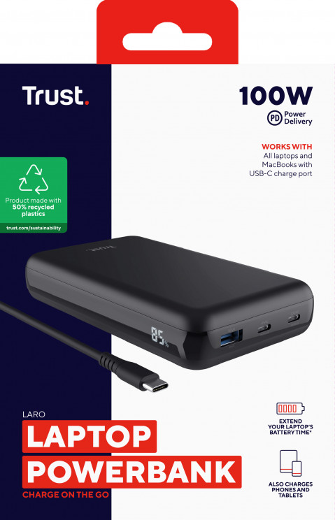 Powerbank do laptopa Trust Laro 100W Black (25240) - Galeria zdjęcie 9
