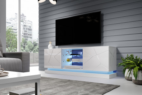 Szafka RTV QIU 160 MDF biały połysk/ biały połysk - Galeria zdjęcie 4