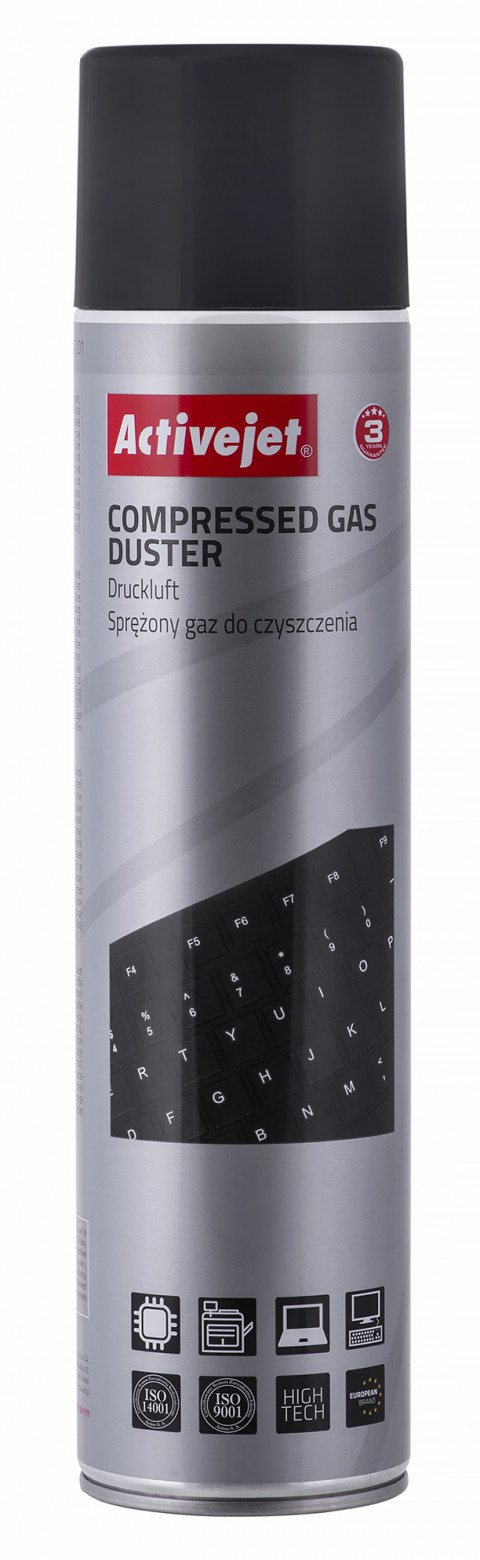 Activejet AOC-201 Sprężone powietrze (600 ml). Powietrze w sprayu do czyszczenia, łatwo czyści trudno dostępne miejsca. - Galeria zdjęcie 1