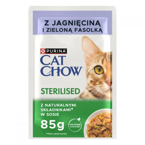 PURINA CAT CHOW Sterilised z jagnięciną i zieloną fasolką w sosie - mokra karma dla kota - 24x85 g - Galeria zdjęcie 3