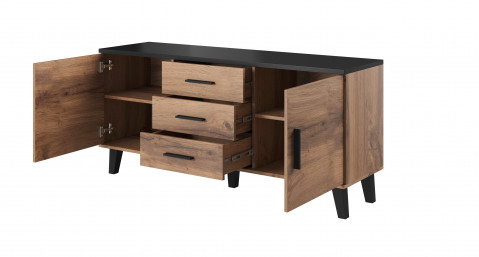 Komoda LOTTA 150 2D3S wotan + czarny mat - Galeria zdjęcie 2