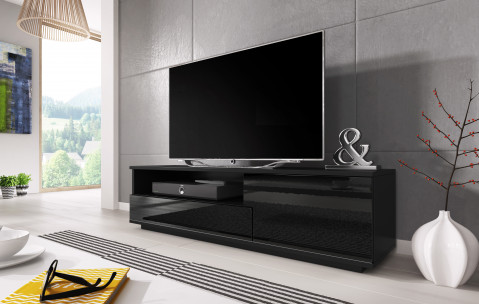 Szafka RTV MUZA 138/40/41 czarny/ czarny połysk - Galeria zdjęcie 2