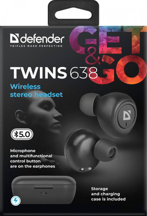 DEFENDER SŁUCHAWKI BEZPRZEWODOWE TWINS 638 63638 - Galeria zdjęcie 10
