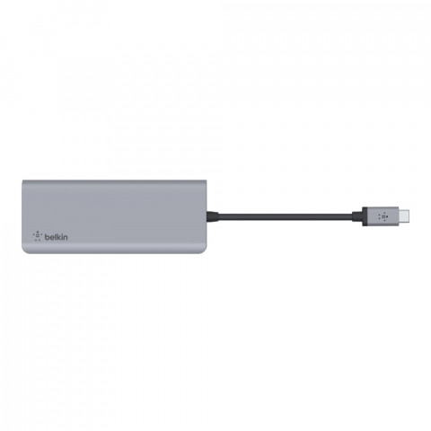 Hub Belkin Connect USB-C 7-in-1 Multiport Adapter 1x4k HDMI/2xUSB-A/1xUSB-C PD3.0/1xRJ45 Gigabit/1xCard reader/1xAudio Grey - Galeria zdjęcie 3
