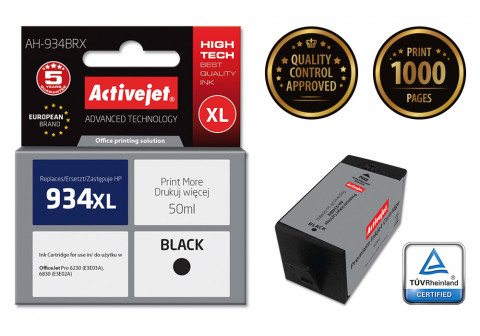 Activejet AH-934BRX Tusz do drukarki HP, Zamiennik HP 934XL C2P23AE; Premium; 50 ml; czarny. - Galeria zdjęcie 2