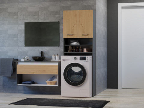 Szafka na pralkę POLA DK 64x30xH180 antracyt/artisan - Galeria zdjęcie 5