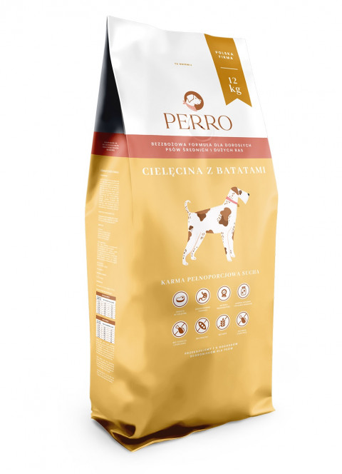 PERRO Cielęcina z batatami Średnie i duże rasy - sucha karma dla psa - 12kg - Galeria zdjęcie 1