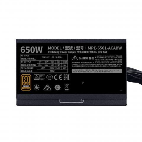 COOLER MASTER ZASILACZ MWE BRONZE 80+ 650W V2 230V - Galeria zdjęcie 3