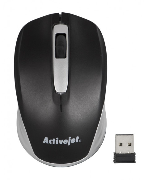 Activejet AMY-313 Mysz bezprzewodowa USB (optyczna; 1200 DPI; czarno-srebrna) - Galeria zdjęcie 1