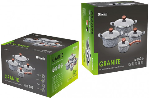 PROMIS Komplet Garnków Granitowych 8 el. Indukcja/Gaz - Galeria zdjęcie 2