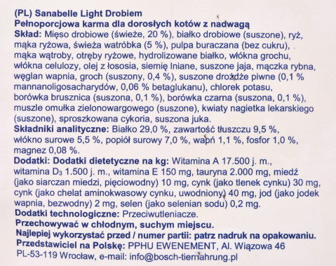 BOSCH Sanabelle Light Poultry Drób - sucha karma dla kota - 10kg - Galeria zdjęcie 2