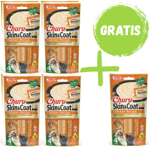 INABA Cat Churu Skin&Coat Chicken - przysmak dla kota - 4x(4x14g) + GRATIS - Galeria zdjęcie 1