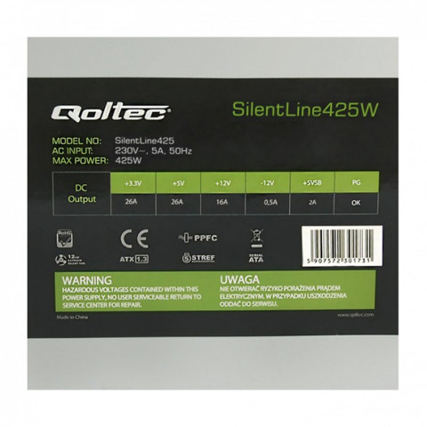 Qoltec Zasilacz ATX SilentLine 425W PFC BULK - Galeria zdjęcie 2