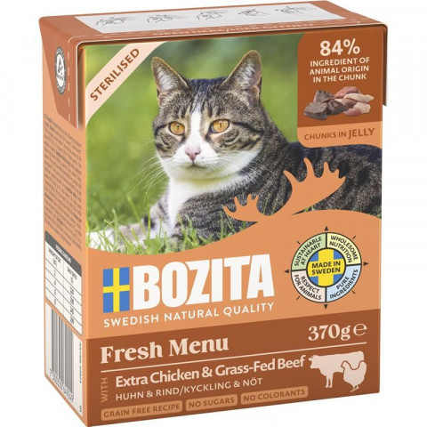 BOZITA Fresh Menu Sterilised Extra Kurczak z wołowiną - mokra karma dla kota - 2x370g + GRATIS - Galeria zdjęcie 2