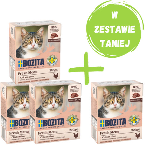 BOZITA Fresh Menu Wątróbka kurczaka w sosie - mokra karma dla kota - 4x370g - Galeria zdjęcie 1