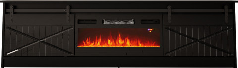 Szafka RTV GRANERO+kominek 200x56,7x35 czarny/czarny poł - Galeria zdjęcie 1