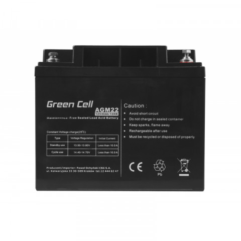GREEN CELL AKUMULATOR ŻELOWY AGM22 12V 40AH - Galeria zdjęcie 5