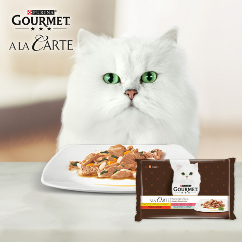 GOURMET A la Carte Kurczak, Pstrąg, Wołowina, Rdzawiec - mokra karma dla kota - 4 x 85g - Galeria zdjęcie 2