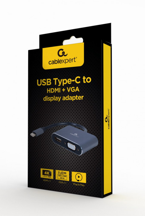 GEMBIRD ADAPTER USB TYPU C NA HDMI + VGA SZARY - Galeria zdjęcie 3