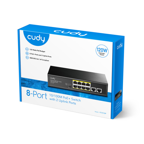 Switch CUDY FS1010P 8-Port 10/100M PoE+ 120W 2xUplink - Galeria zdjęcie 4