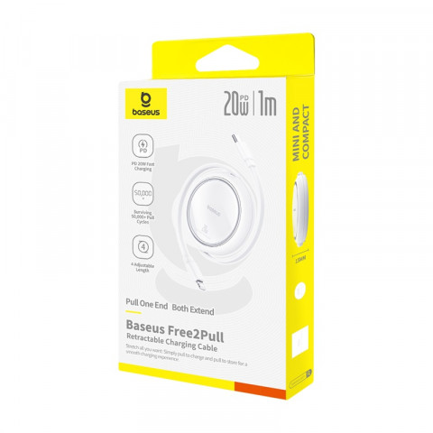 Kabel Baseus Free2Pull 20W 1m (biały) - Galeria zdjęcie 7